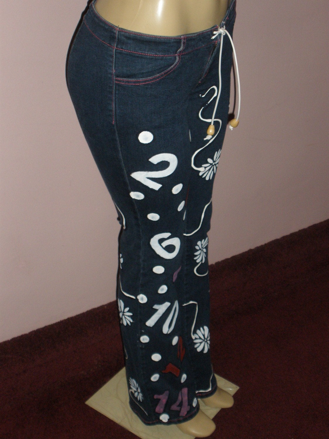 Eye Catching Recreated Uniquely Painted Stretch Denim Jeans
