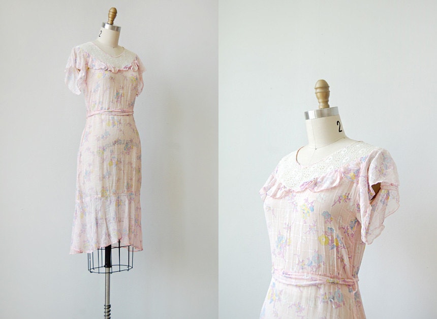vintage 1920s pink cotton dress | LYCHEE ROSE DRESS