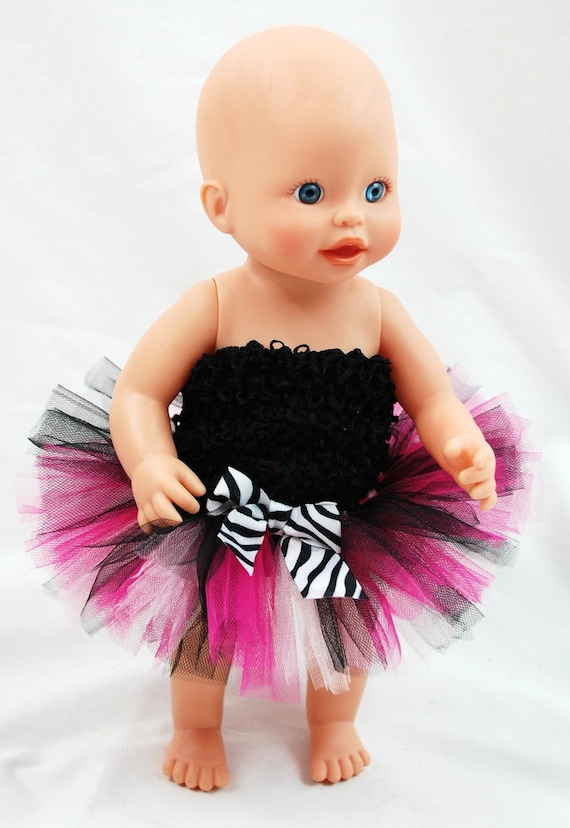 Hot Pink Zebra Doll Tutu - Fits American Girl Dolls and Baby Dolls