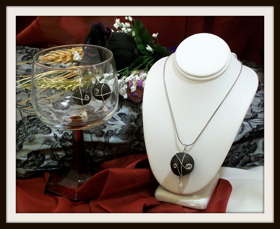 Reserved for M M Shaman, Chakra, Kansas Boji Power Stone Silver Necklace & Earring Jewelry Set