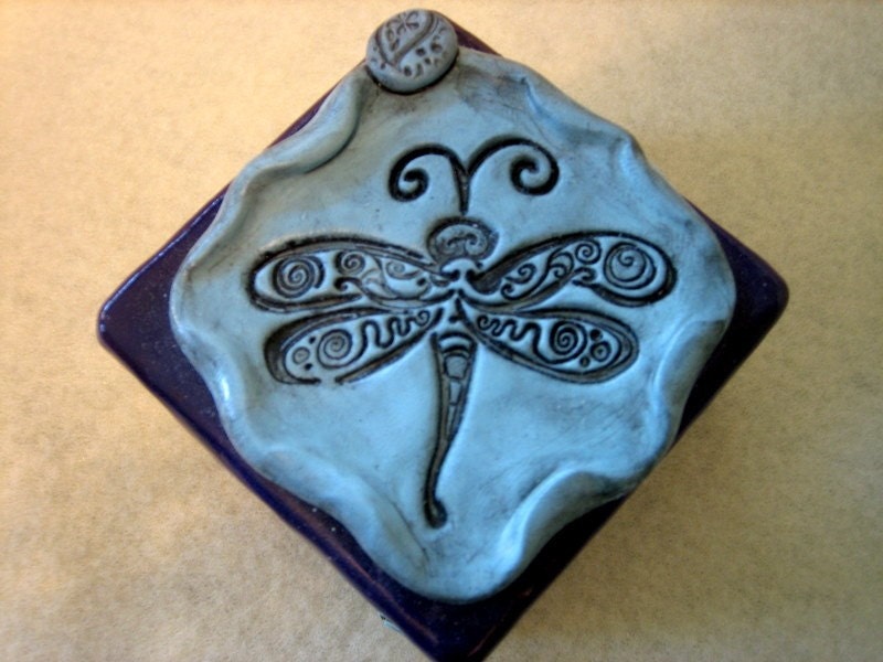 Polymer Clay Dragonfly Trinket Box