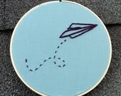 Paper Airplane Embroidery Hoop Art