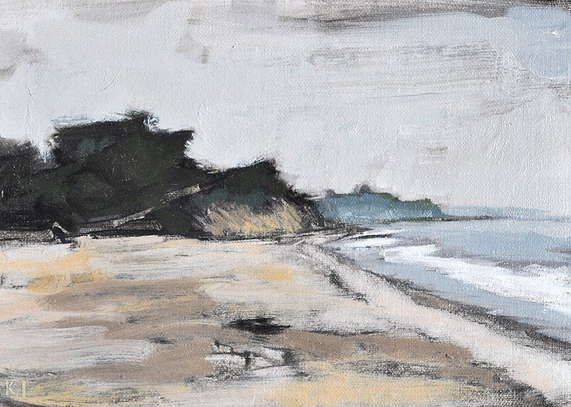 Santa Barbara California Beach Fog Original Landscape Painting by Kevin Inman Art
