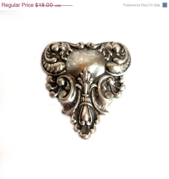 ON SALE Jewelry Brooch,  Antique Silver VICTORIAN Luggage Tag, Recapture the Romance of Victorian Times With An Ornate Baroque Brooch
