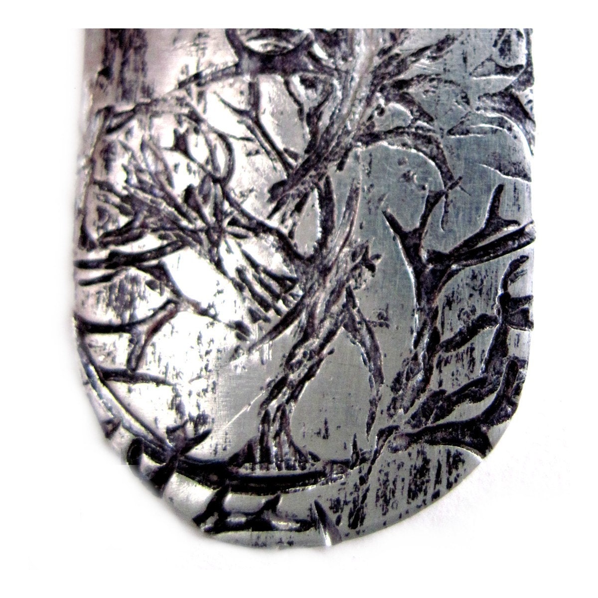 Jewelry Organic Modern Abstract Pendant,  Reversible Hand Stamped Aluminum, I Lost You To The Summer Wind
