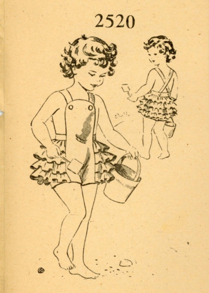 Mail Order 2520 Toddler 1940s Sunsuit Pattern Ruffled Panties Criss Cross Straps Childrens Vintage Mail Order Sewing Pattern Breast 21 UNCUT