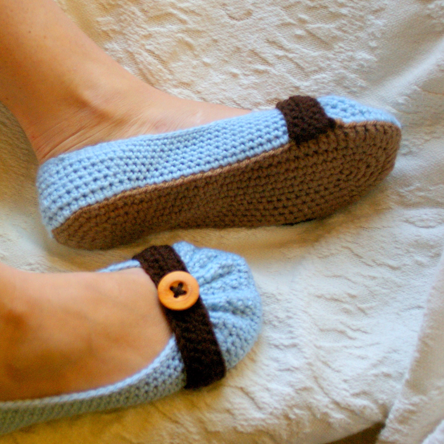 House slipper Crochet Pattern for Cute as a Button Ballet Flat House Slippers Pattern number 111