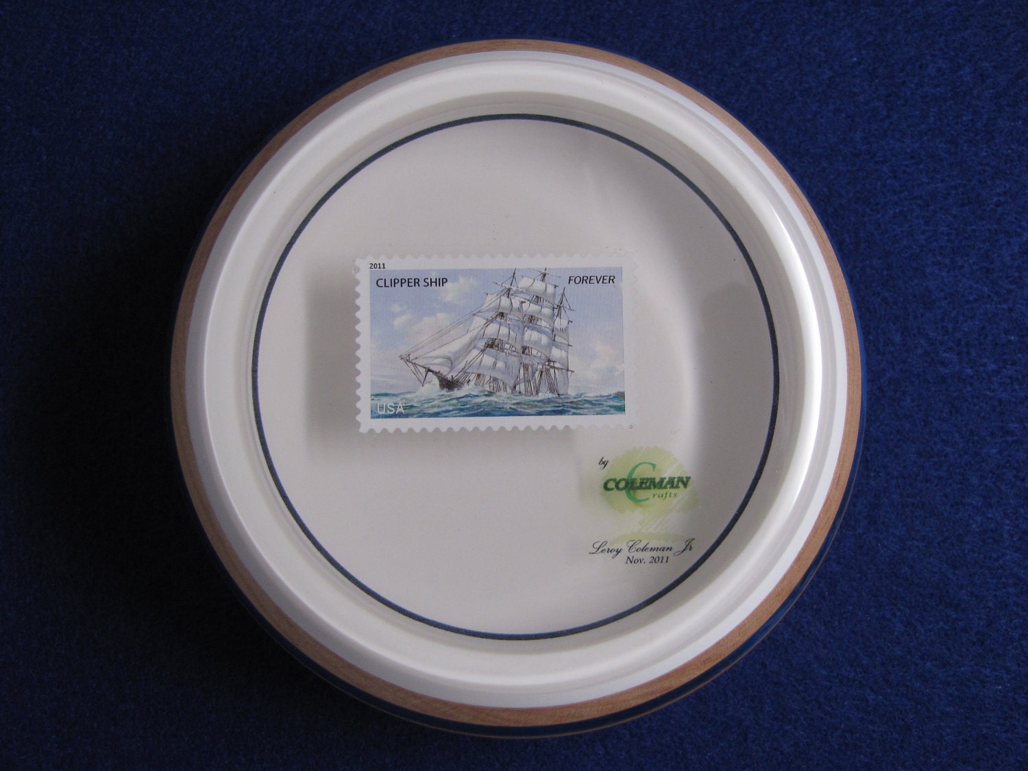 HARDMAPLE Bowl With CLIPPER SHIP (2011) Stamp Embeded