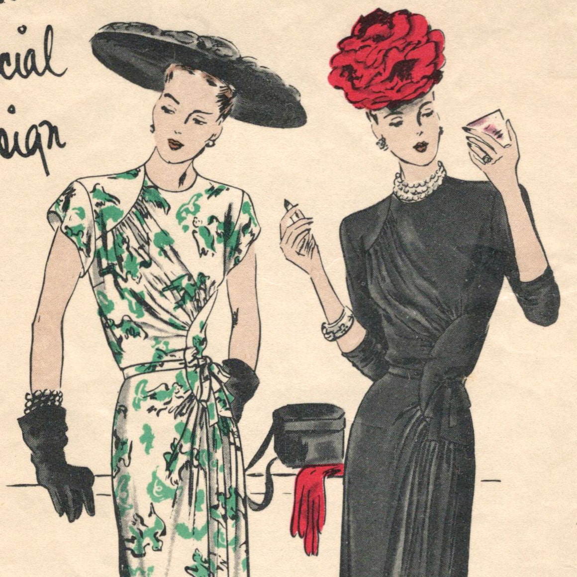 Vogue S-4641 1940s cocktail dress pattern with hats!