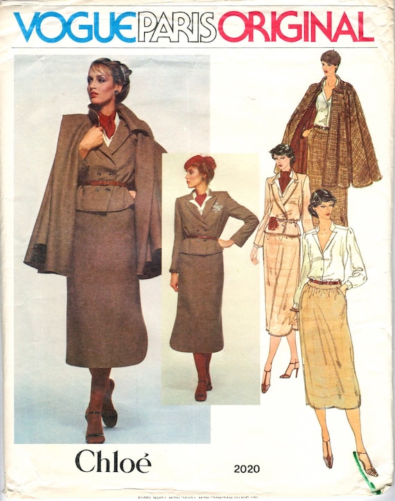 Late 1970s cape ensemble pattern, Vogue 2020 by Chloé