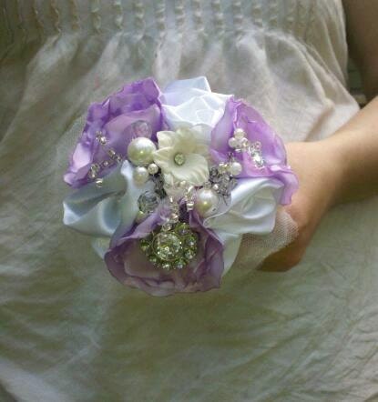 Brooch Wedding Bouquet, Bridal Bouquet, Pearls, Crystals, Fabric Flower Bouquet, weddings, bridesmaid for