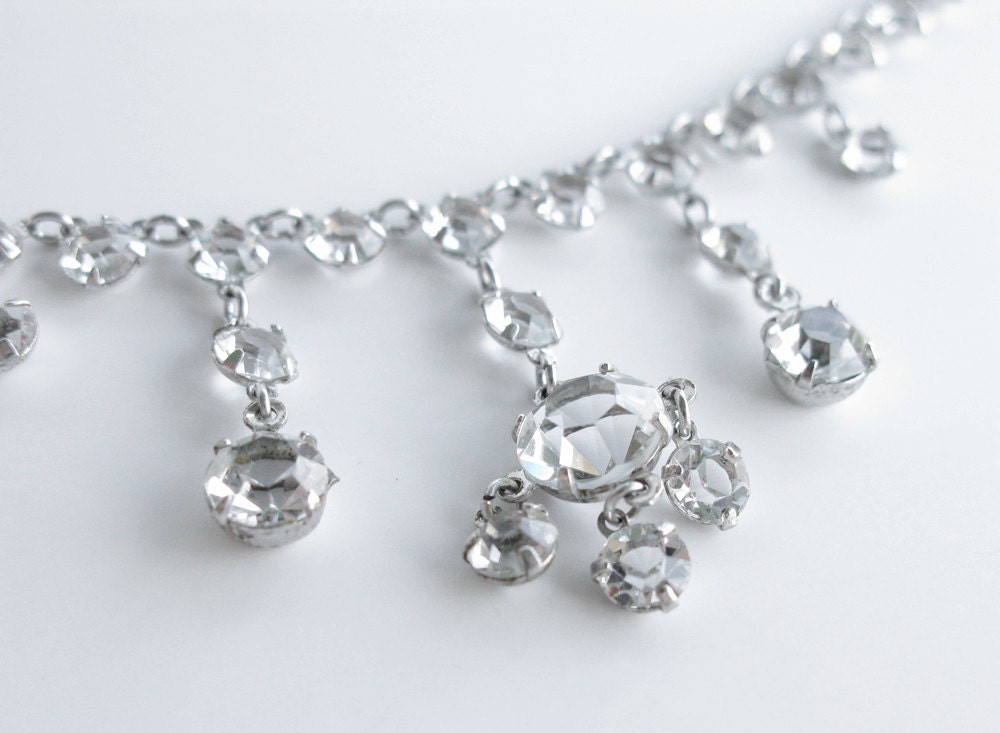 Vintage Clear Faceted Crystal Necklace