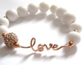 Love bracelet , Bridal Jewelry, Purity Bracelet, "Pure Love" Rose Gold & White Jade gemstone bracelet- Gift for Her