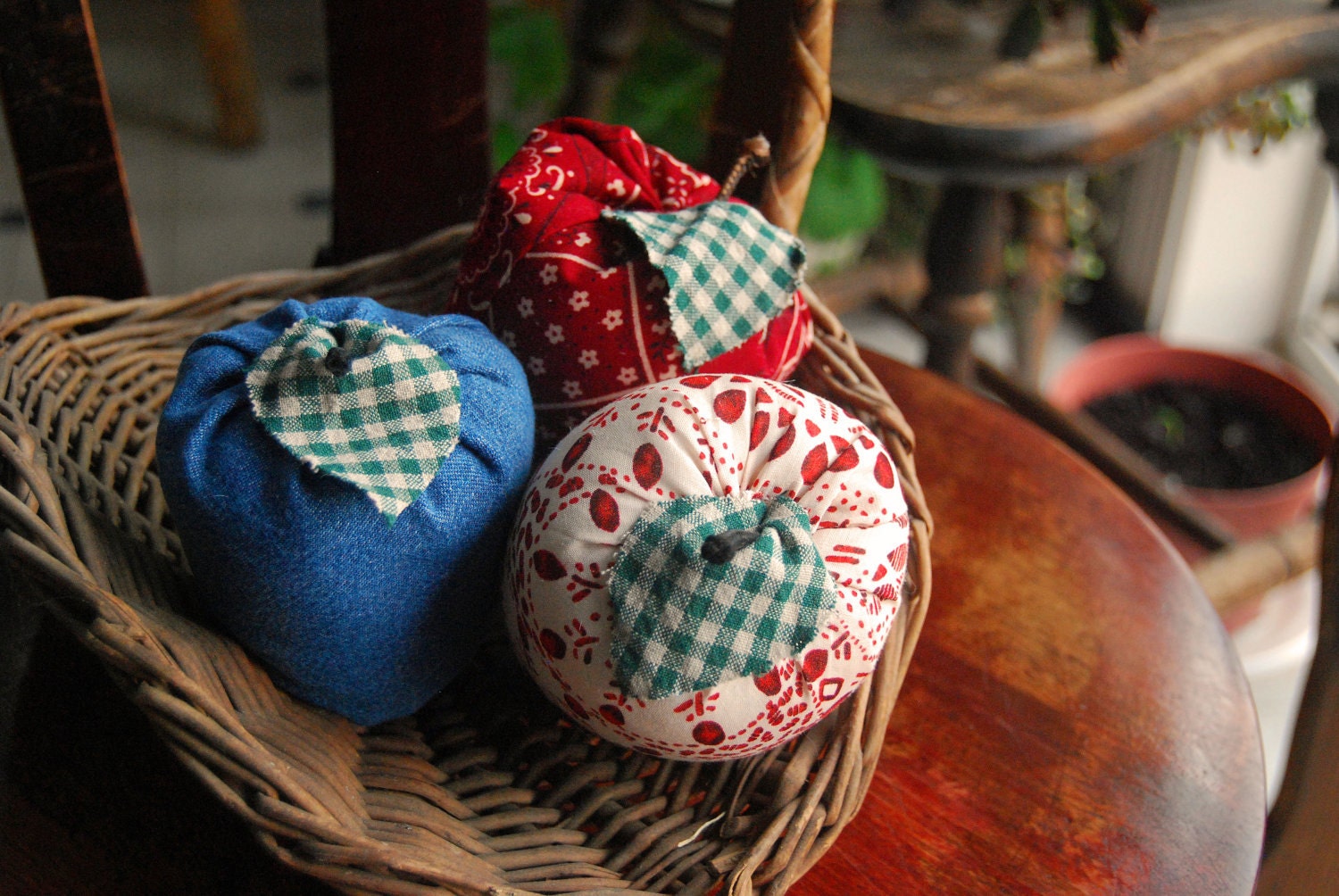 Handmade Cloth Scented Apples "Jeans Go With Everything Collection" Set of Three