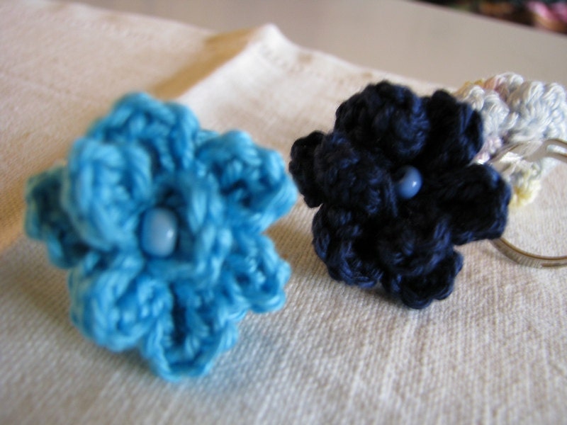 Flower rings in turquoise, navy blue, pink, purple,beige, red, colorful pastel