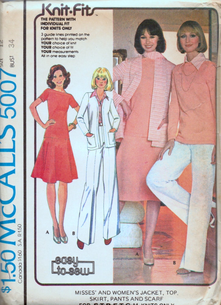 Vintage Sewing Pattern McCall's 5007 Jacket Skirt Pants Size 12 Bust 34 Uncut  Complete