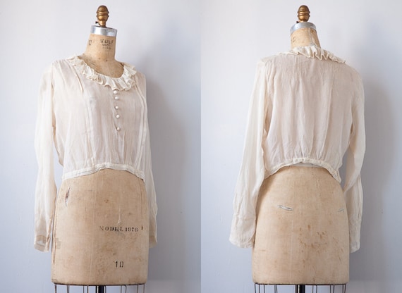 vintage 1920s blouse / 1920s sheer blouse / Edwardian antique sheer romantic blouse
