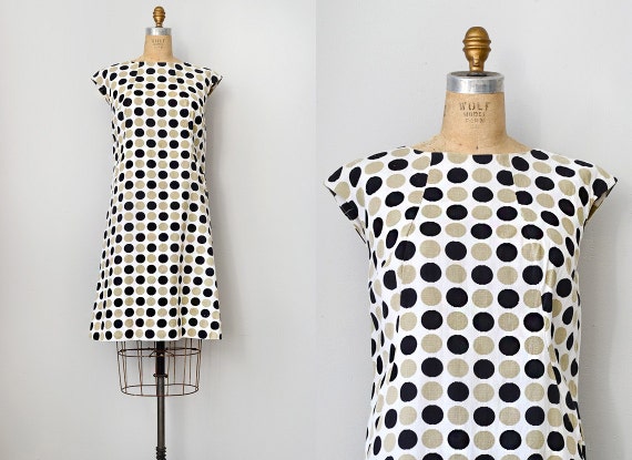 vintage 1960s polka dot shift dress