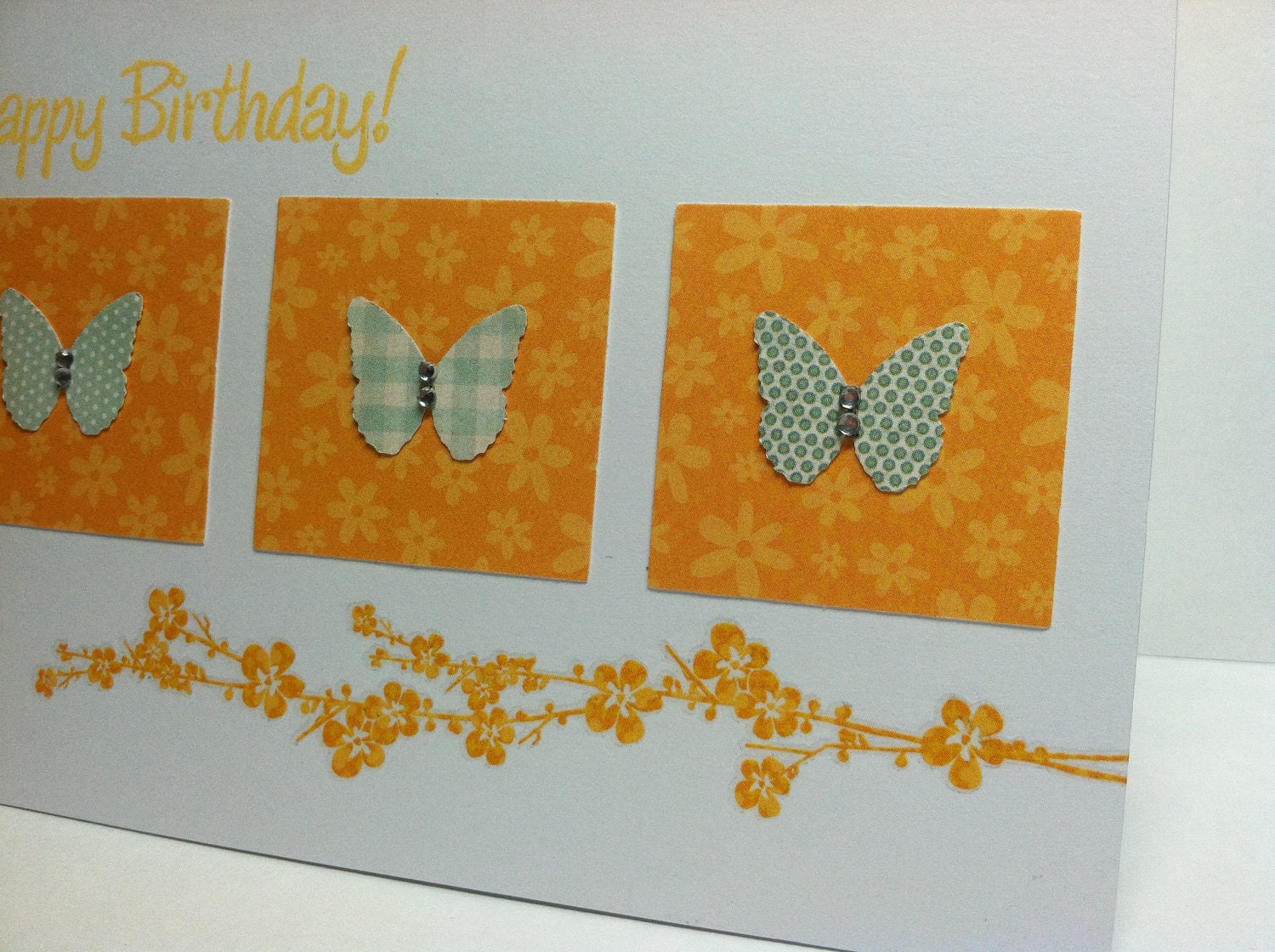 Orange Butterfly Happy Birthday Card