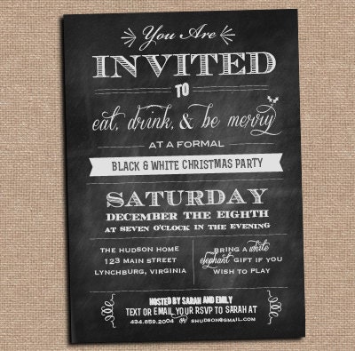Chalkboard Invitation - Holiday Party - Any Occasion