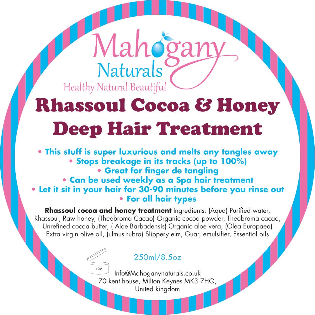 Mahogany Naturals- Rhassoul ,Cocoa & Honey Deep Hair Treatment