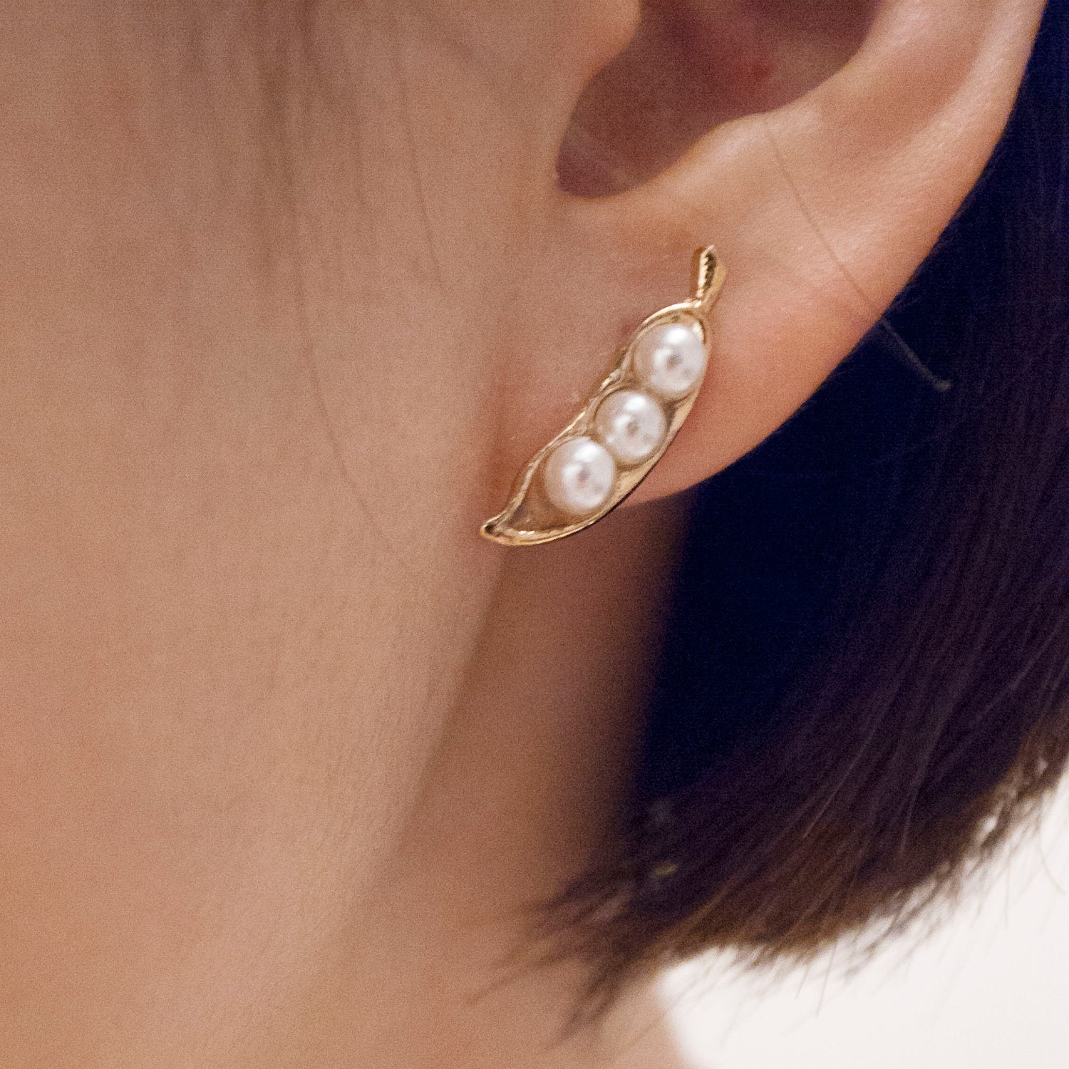 Gold Plated Peas Earrings