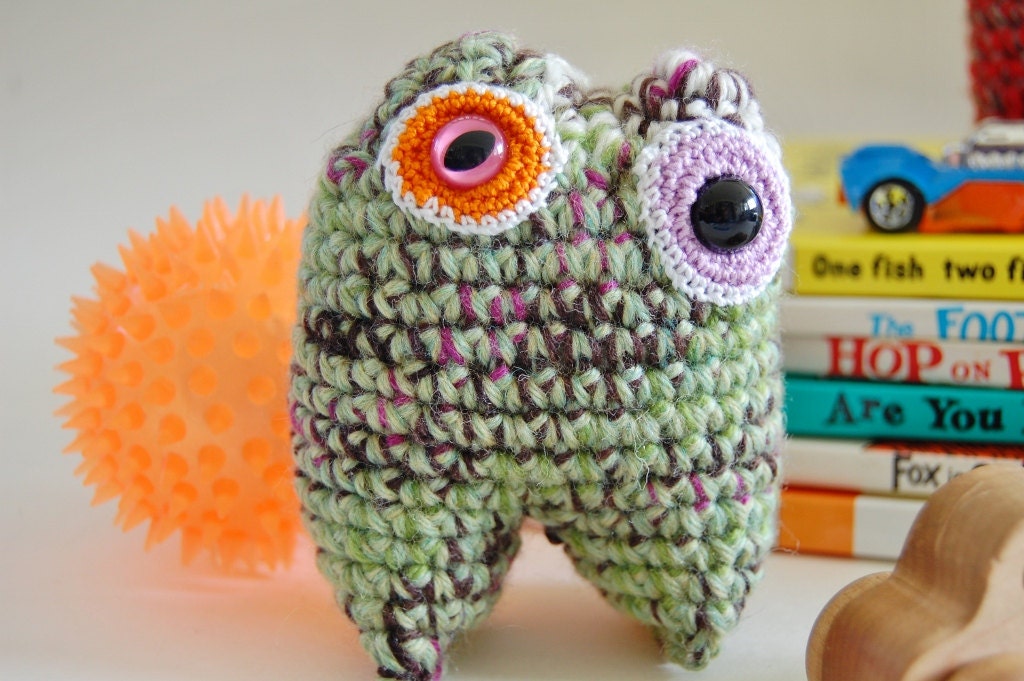 Watermelong Rind Crocheted Mini Monster Stuffed Plush