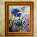 Blue Cornflowers avec Dragonfly Provence Modern Impressionist Original Oil Painting  by Ginette Callaway