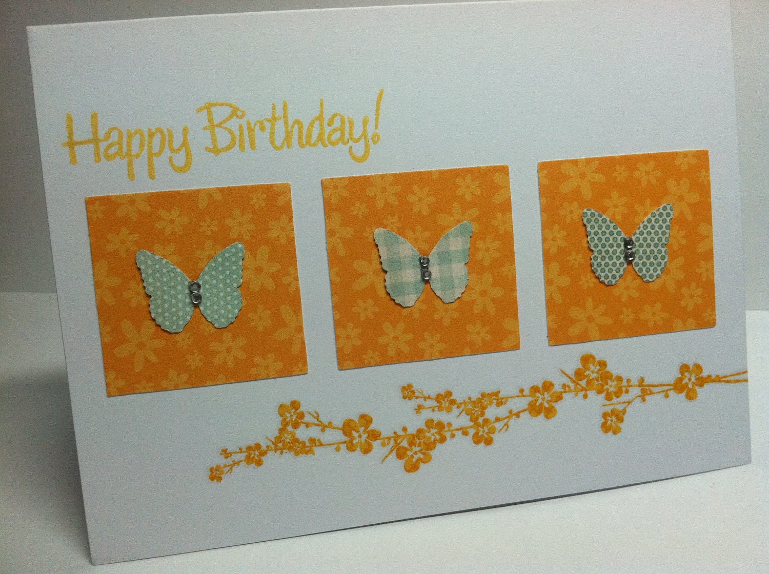 Orange Butterfly Happy Birthday Card