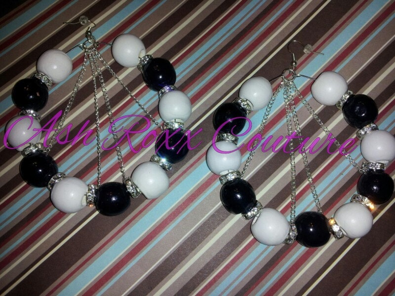 Love and Hip Hop BASKETBALL Wives Cynthia Bailey Tamar Braxton inspired Black and White Chained hoop