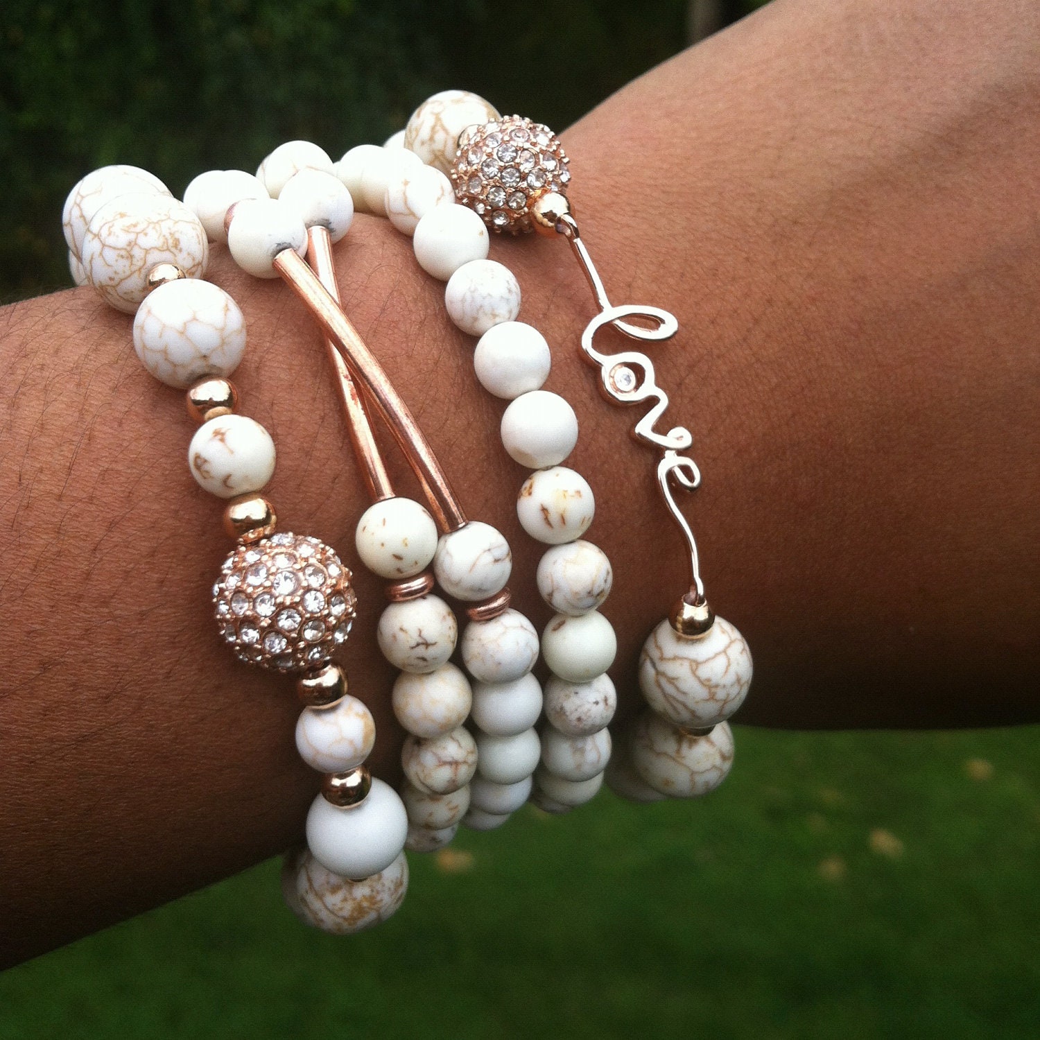 Love bracelet set, Gift for her, Beaded Wrap Bracelet, Statement Jewelry
