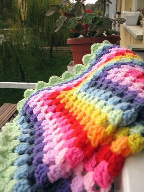 Rainbow crochet baby blanket