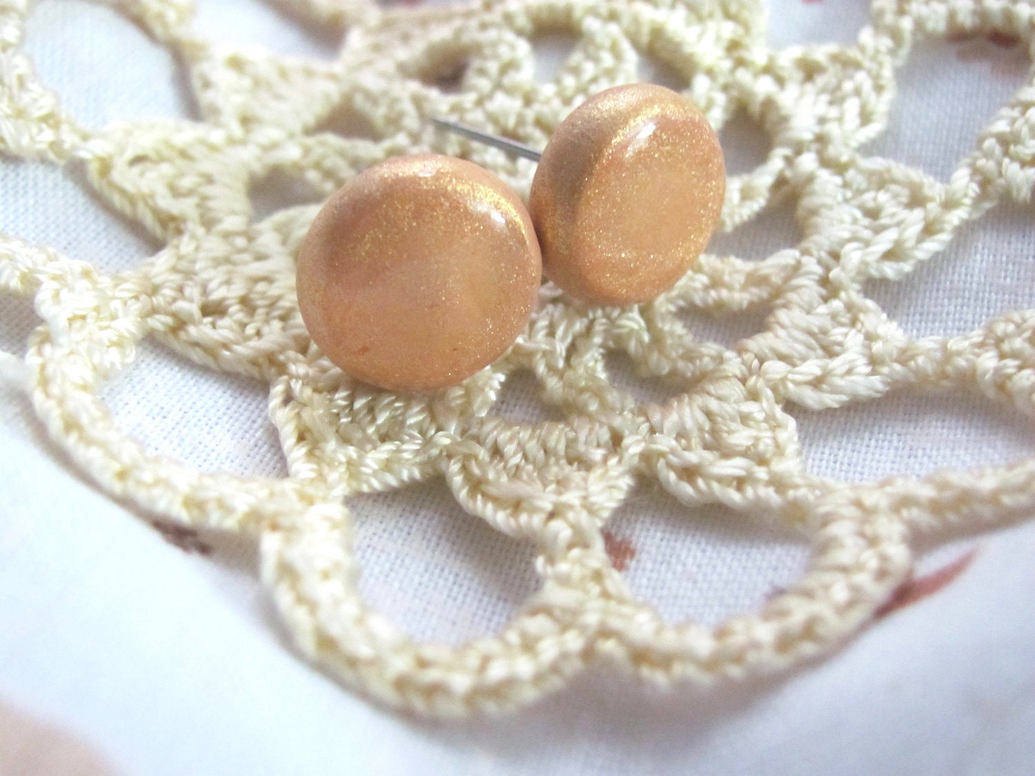 Yellow Raspberry - A pair of round stud earrings