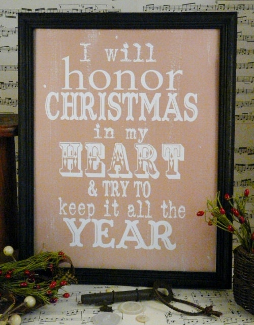 Honor Christmas Scrooge sign digital - beige uprint words charles dickens vintage style paper old pdf 8 x 10 frame saying