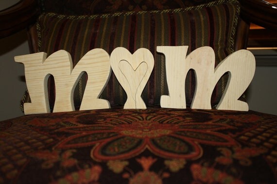 UNFINISHED MOM wood letters