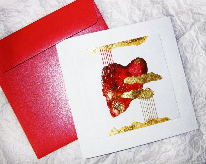 One Of a Kind Greeting card, wedding, red and gold - Amore - Love