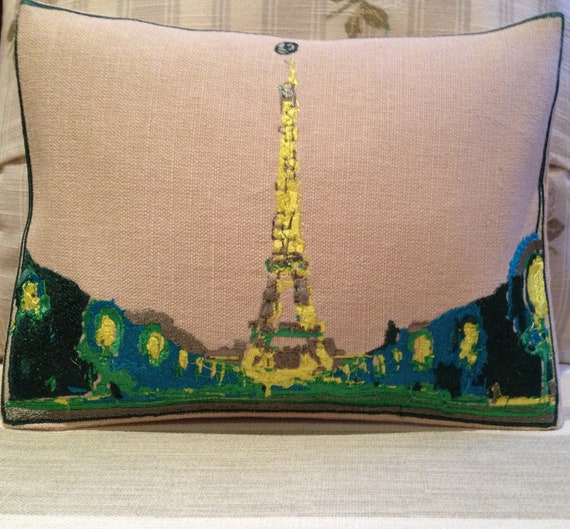Eiffel Tower Abstract Embroidery Throw
