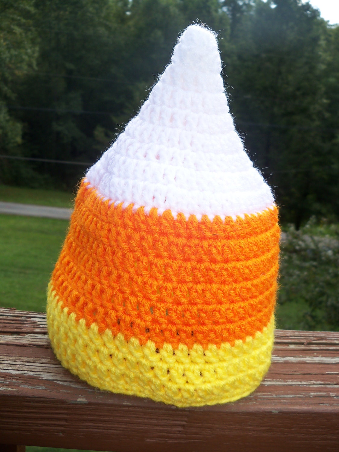 Crocheted Candy Corn Baby Hat: Size 6 Months