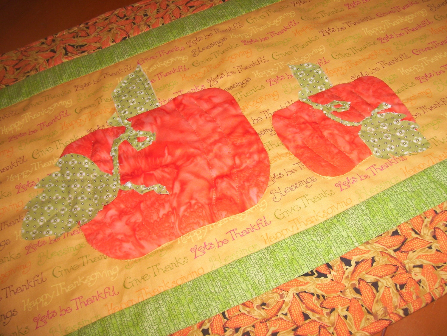 Fall Thanksgiving Table Runner Topper with Pumpkins