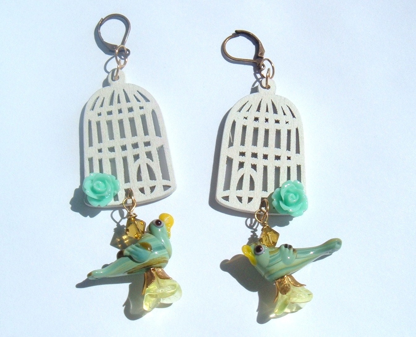 Birds Out Of The Cage Fly Away Handmade Earrings