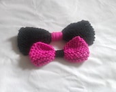 Black and Pink Hairbow,  Hair Accessory, Knit Hairbow
