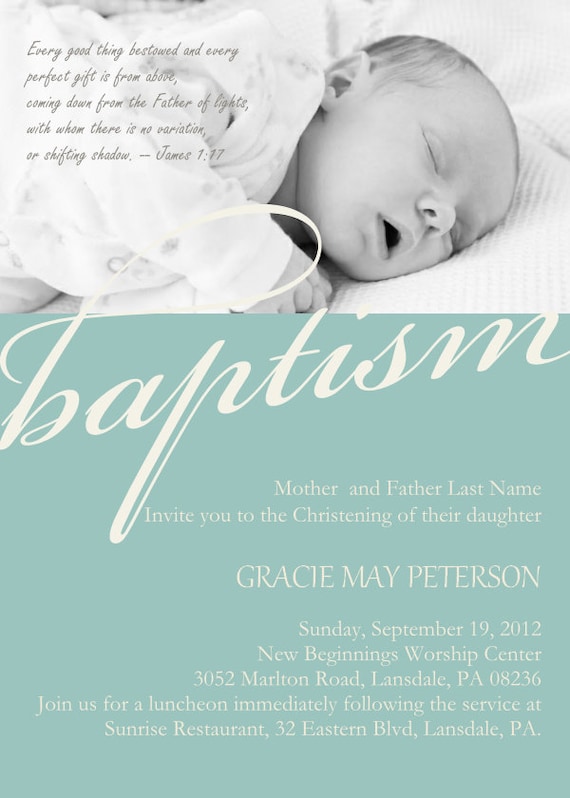 Modern Baby Dedication Christening Photo Invitation