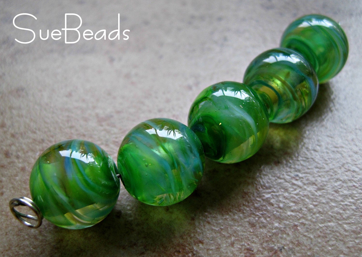 Lampwork Beads - SueBeads - Round Swirl Beads - Atlantis Beads - Handmade Lampwork Beads - SRA M67