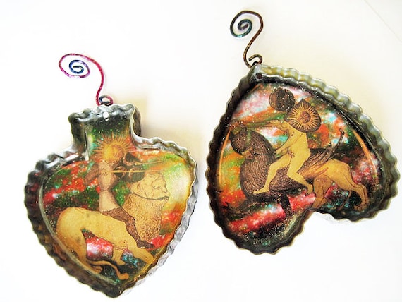 The Battle. Cosmic Alchemy Resin Ornament in Vintage Cookie Cutter.