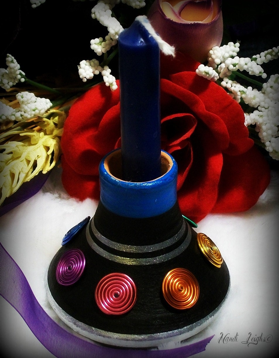 Chakra Ceramic Ritual Chime Candle Holder and Candle