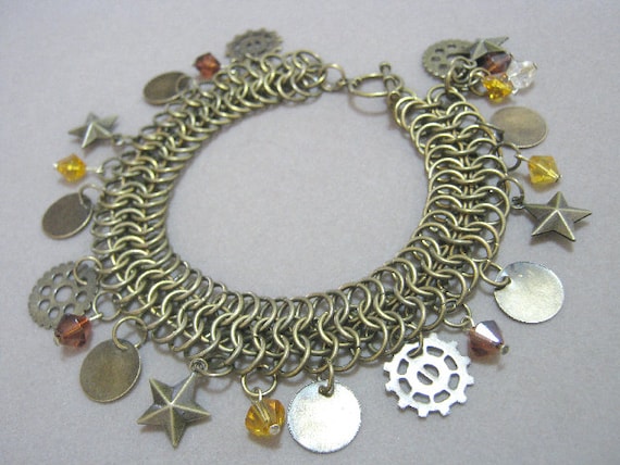 Star Steam Bracelet Chainmaille and Charms