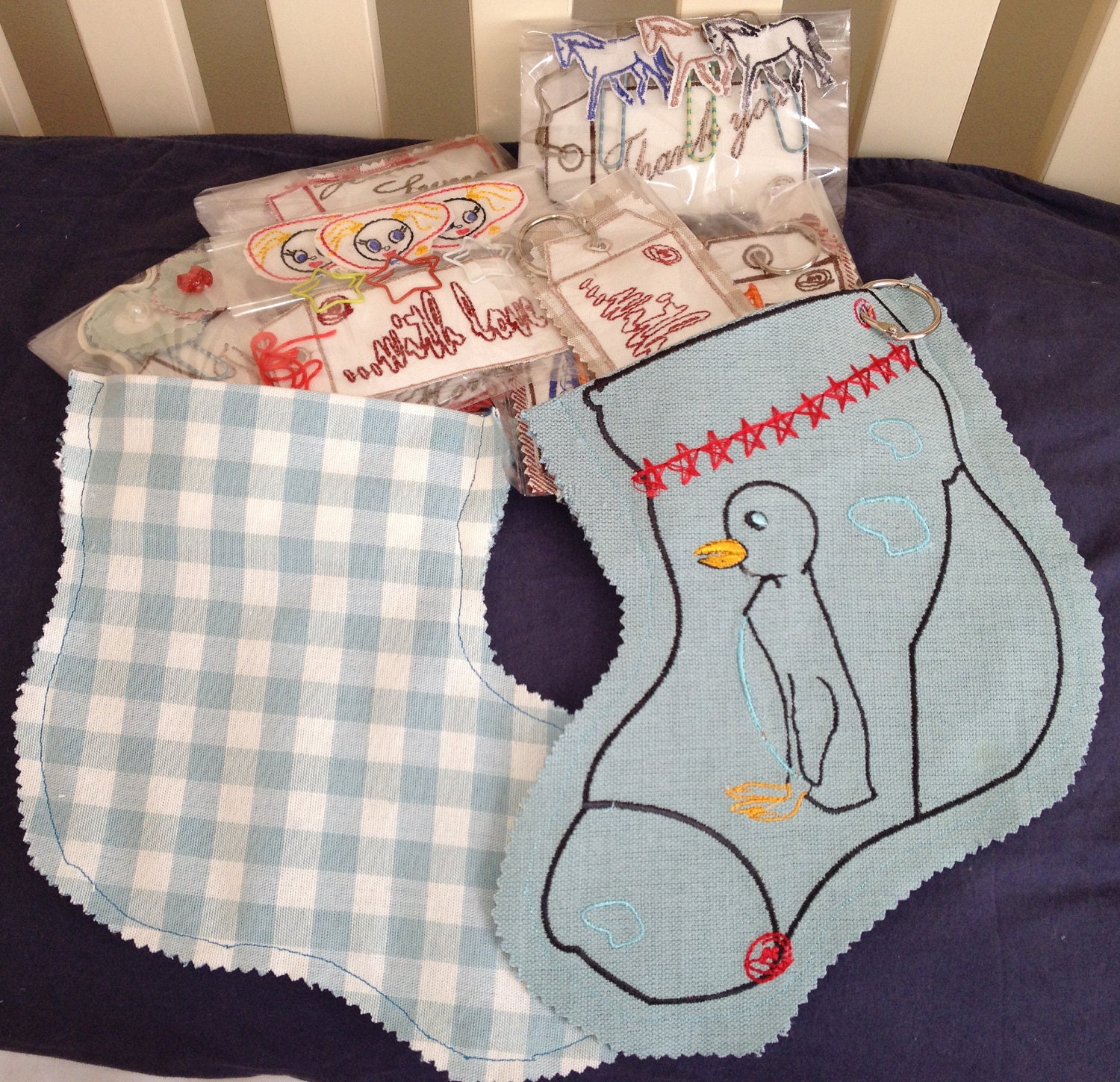Gift Sock Stocking, Embroidery Penguin