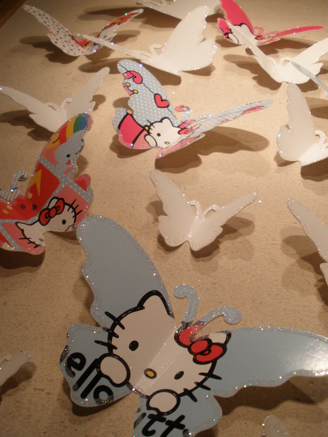 3D Hello Kitty Glitter Butterflies Cricut Cartridge Die Cuts Set of 20