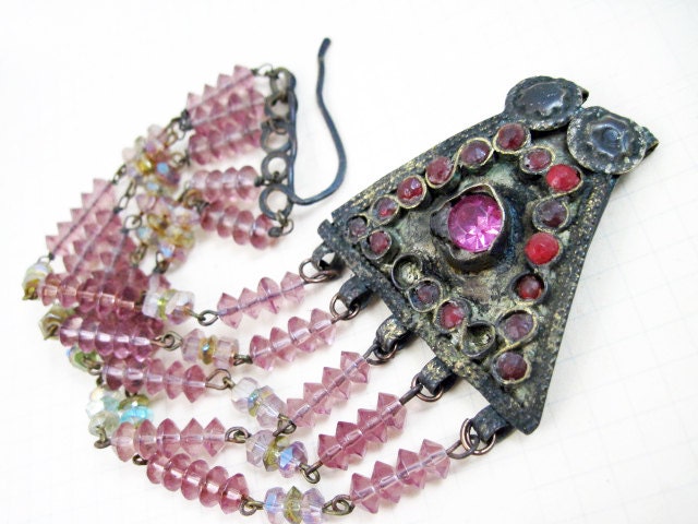 Free Worldwide Shipping Sale. Almacantar. Amethyst pink Antique Kuchi Bracelet.