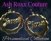PERSONALIZED Basketball Wives LA Laser Cut MIRROR Bamboo Earrings as Seen on Bambi